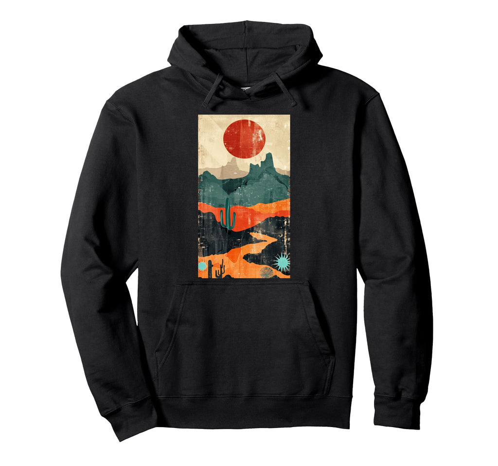 Southwest Desert Sunset Cactus Hoodie - Trendy Graphic Unisex - T-Shirt, Sweatshirt, Hoodie