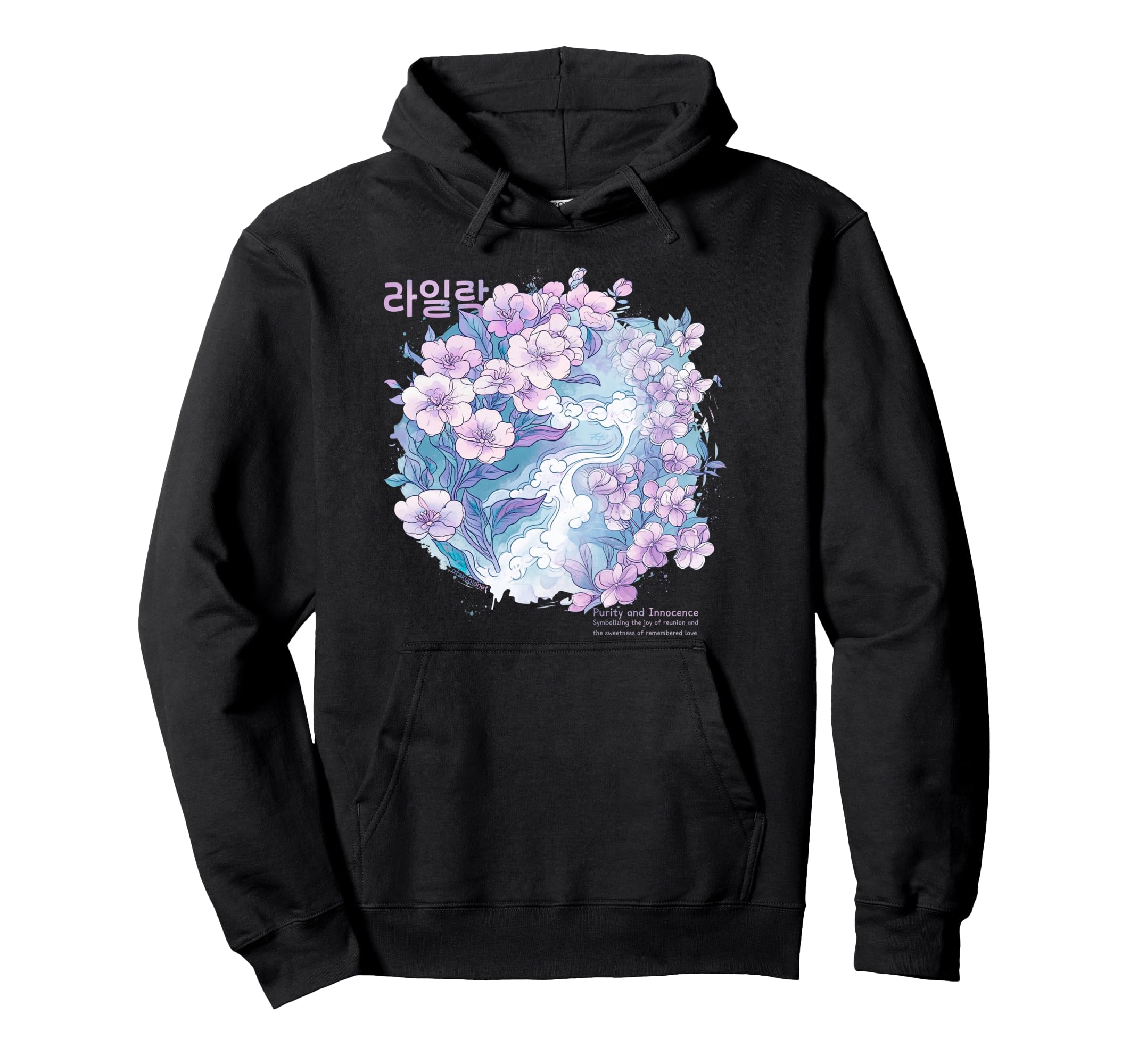 Korean Lilac Flower Aesthetic Grunge Hoodie - Aesthetic Graphic for Adults - T-Shirt, Sweatshirt, Hoodie