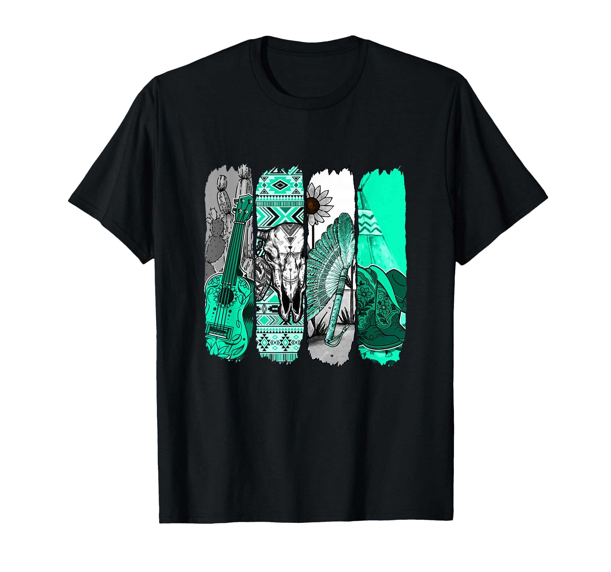 Light Teal Aqua Western Stripes Light T-Shirt - Unique Graphic Men Women - T-Shirt, Sweatshirt, Hoodie