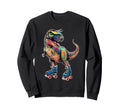 Skate Dinosaurs Roller Skating Rink Sweatshirt - Graphic Print Men Women - T-Shirt, Sweatshirt, Hoodie