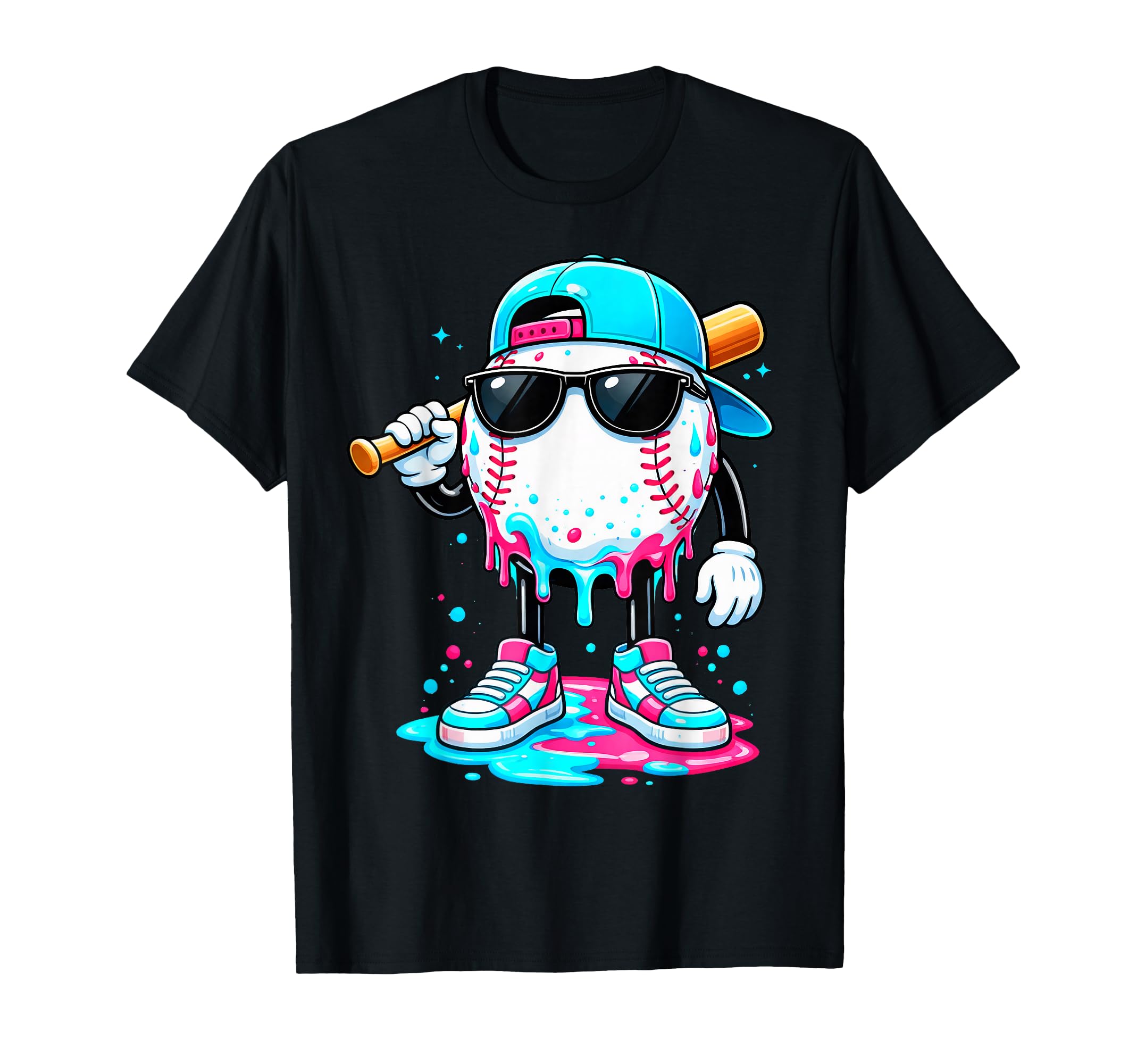 Baseball Drip Ice Cream Drip Baseball T-Shirt - Unique Graphic Men Women - T-Shirt, Sweatshirt, Hoodie