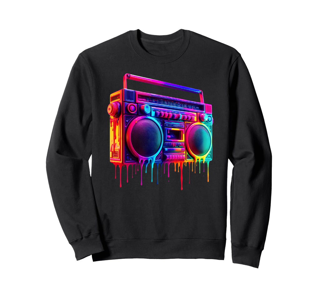 Dripping Paint Boombox Old Sweatshirt - Fun Novelty Design Men Women - T-Shirt, Sweatshirt, Hoodie