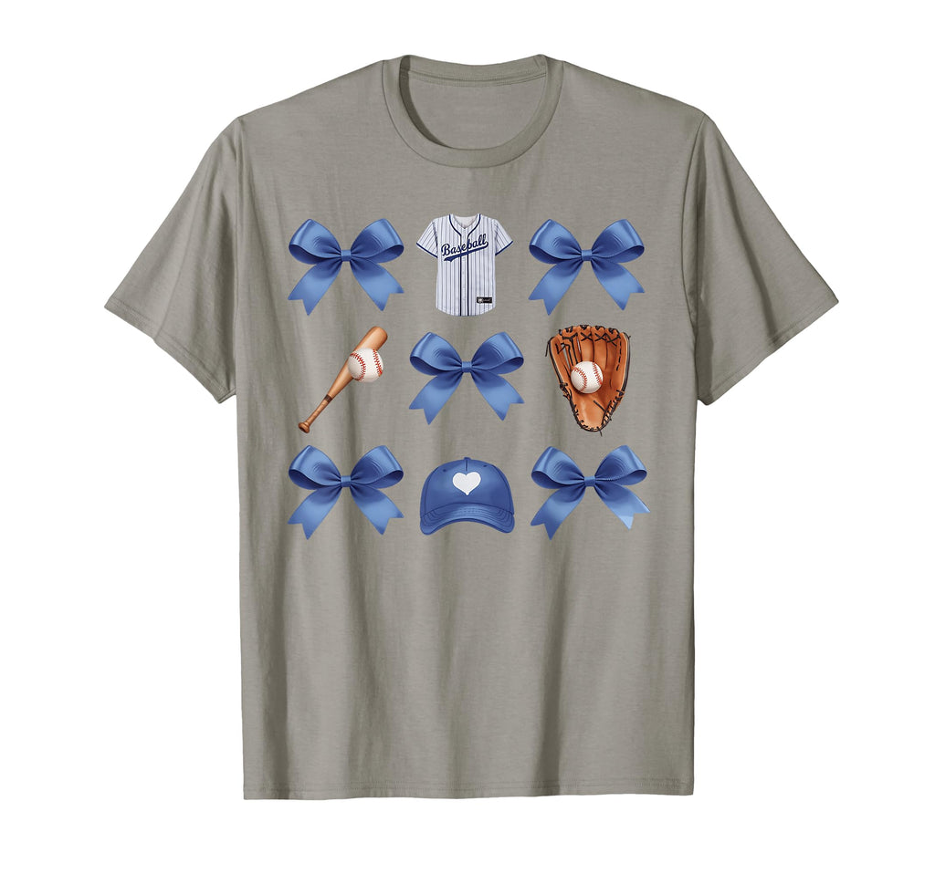 Baseball Game Day Blue Coquette Bow T-Shirt - Aesthetic Graphic Men Women - T-Shirt, Sweatshirt, Hoodie