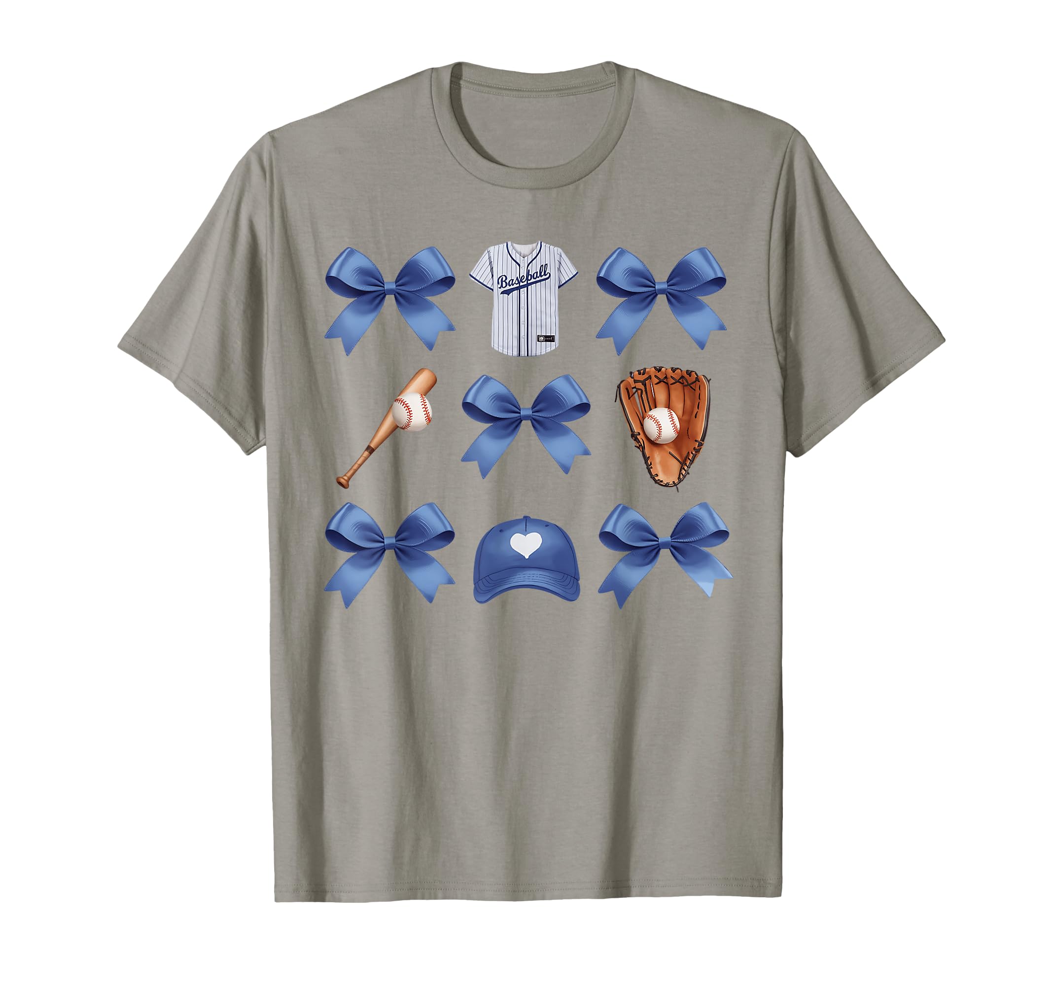 Baseball Game Day Blue Coquette Bow T-Shirt - Aesthetic Graphic Men Women - T-Shirt, Sweatshirt, Hoodie