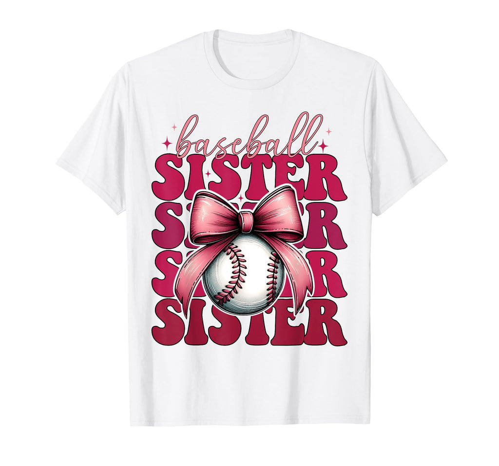 Baseball Sister Baseball Coquette Bow T-Shirt - Custom Art Print Men Women - T-Shirt, Sweatshirt, Hoodie