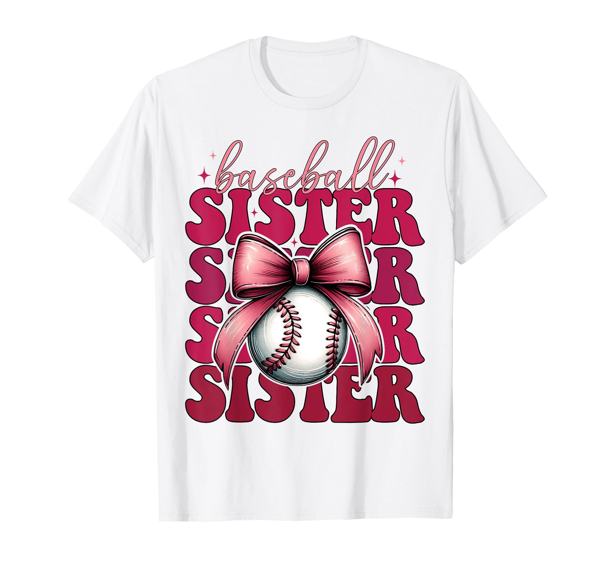 Baseball Sister Baseball Coquette Bow T-Shirt - Custom Art Print Men Women - T-Shirt, Sweatshirt, Hoodie