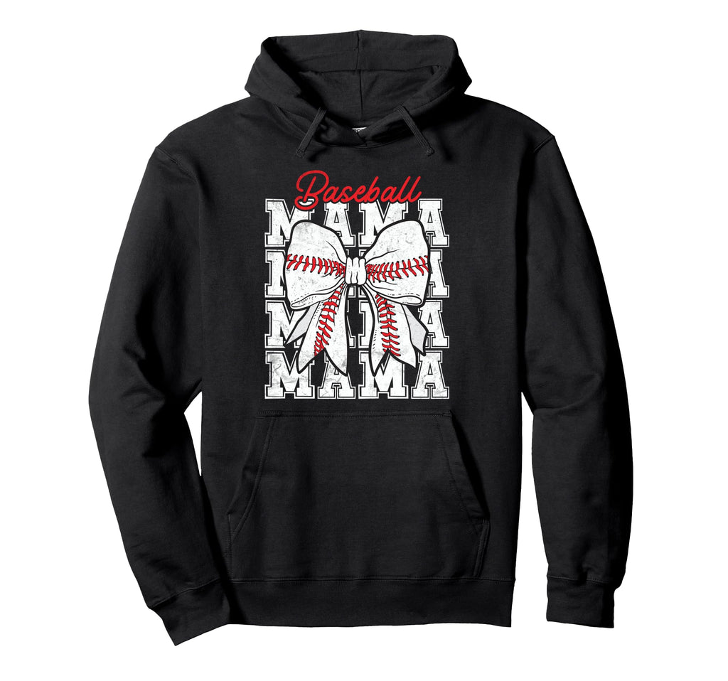 Baseball Mama Coquette Bow Game Day Hoodie - Trendy Graphic Men Women - T-Shirt, Sweatshirt, Hoodie