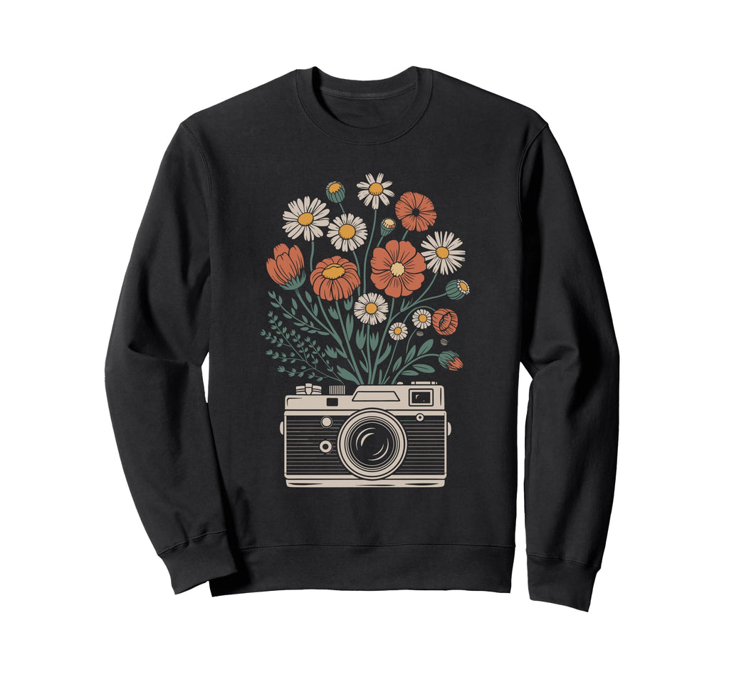 Camera Photography Art Floral Sweatshirt - Fun Novelty Design Unisex - T-Shirt, Sweatshirt, Hoodie