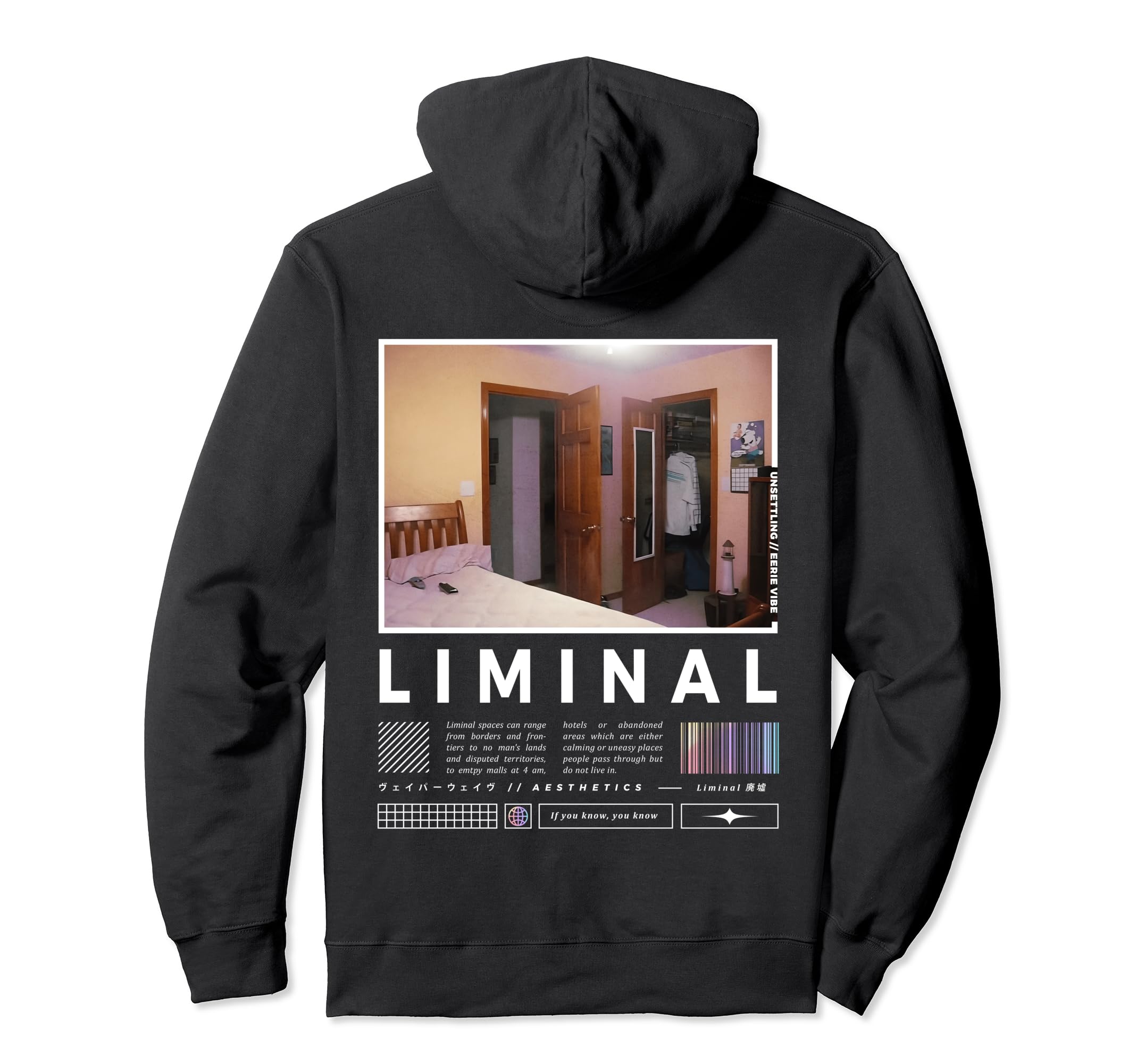 Liminal Spaces Backprint Meme Liminal Hoodie - Minimalist Print for Adults - T-Shirt, Sweatshirt, Hoodie