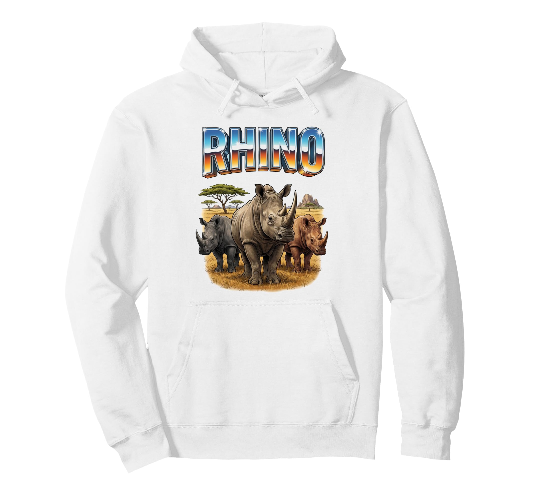 Rhino 70S 90S Rhinoceros Africam Hoodie - Streetwear Style Men Women - T-Shirt, Sweatshirt, Hoodie