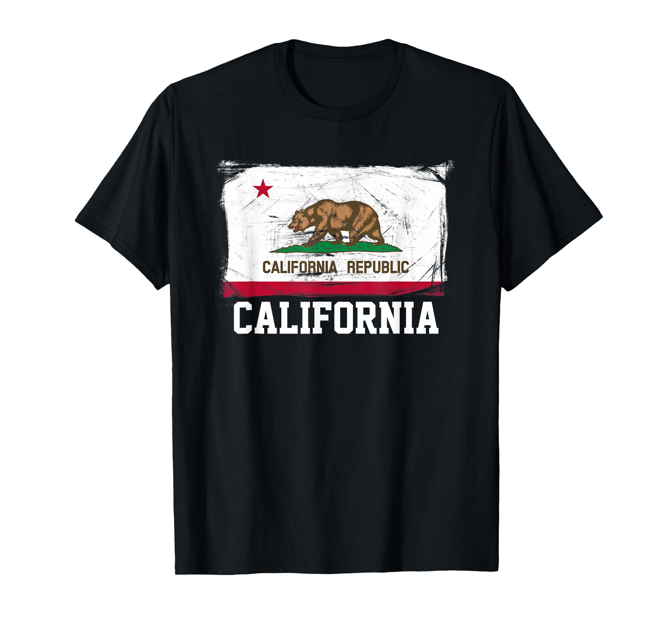 California United States Distressed Flag T-Shirt - Minimalist Print Unisex - T-Shirt, Sweatshirt, Hoodie