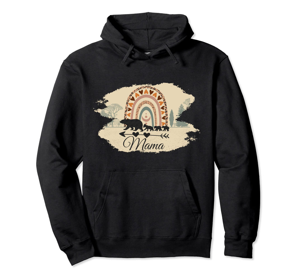 Mama Bear Three Cubs And Rainbow Boho Hoodie - Streetwear Style for Adults - T-Shirt, Sweatshirt, Hoodie