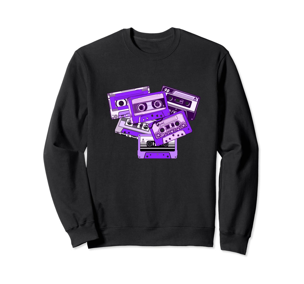 Purple Tape Cassettes Old School Sweatshirt - Minimalist Print Men Women - T-Shirt, Sweatshirt, Hoodie