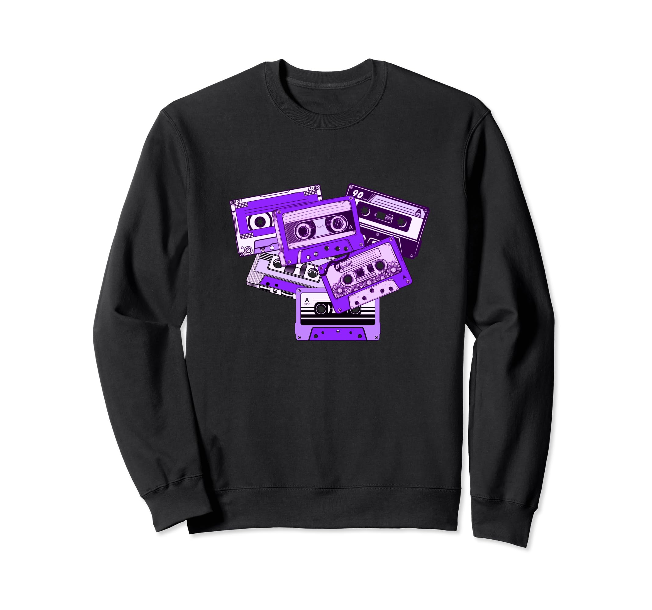 Purple Tape Cassettes Old School Sweatshirt - Minimalist Print Men Women - T-Shirt, Sweatshirt, Hoodie