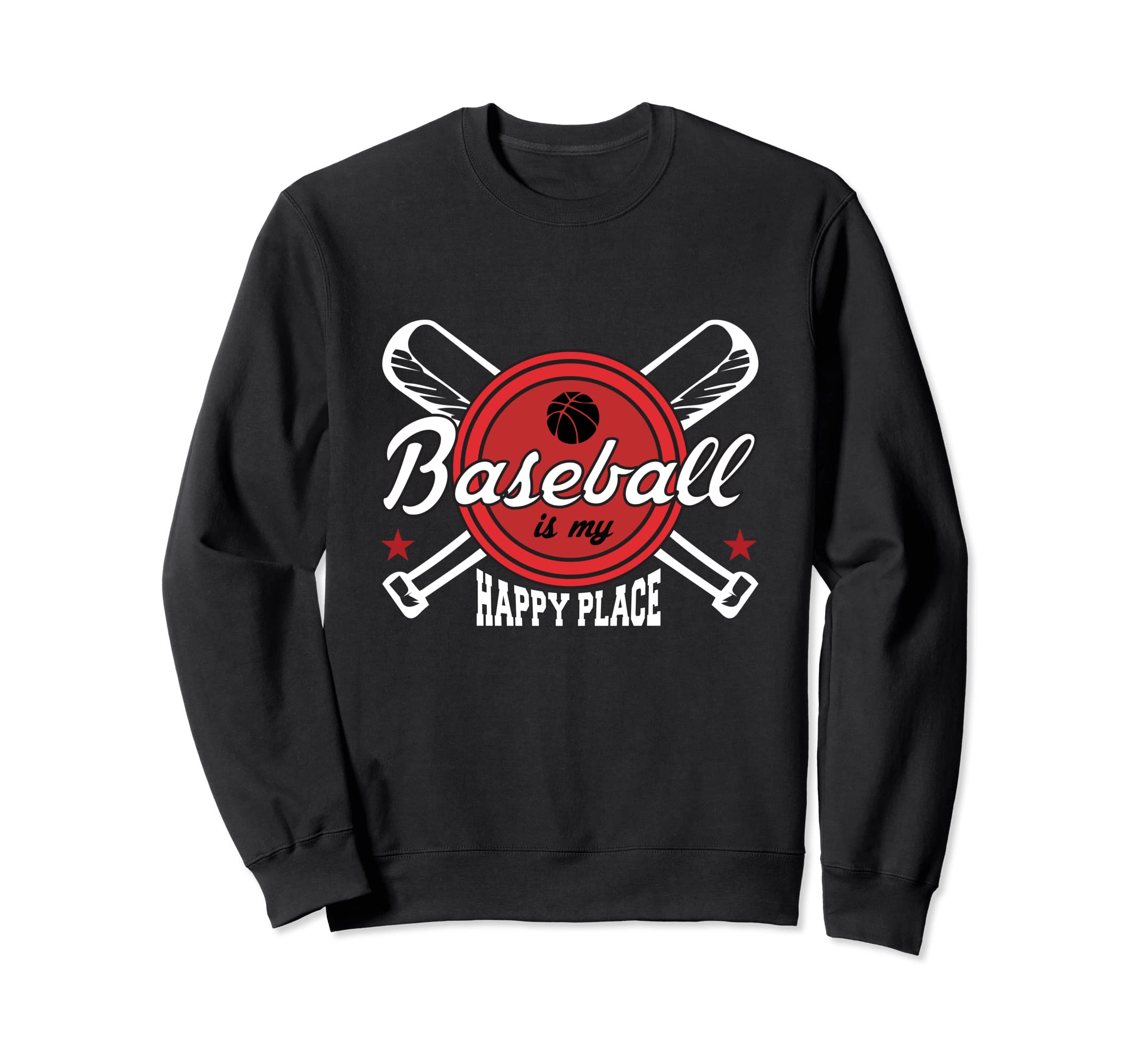Baseball Is My Happy Place Sweatshirt - Fun Novelty Design for Adults - T-Shirt, Sweatshirt, Hoodie