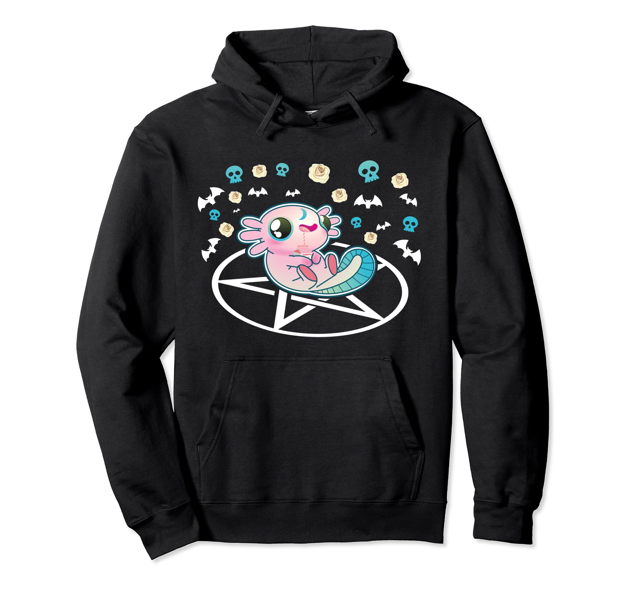 Axolotl Strawberry Milk Goth Axolotl Hoodie - Trendy Graphic Men Women - T-Shirt, Sweatshirt, Hoodie