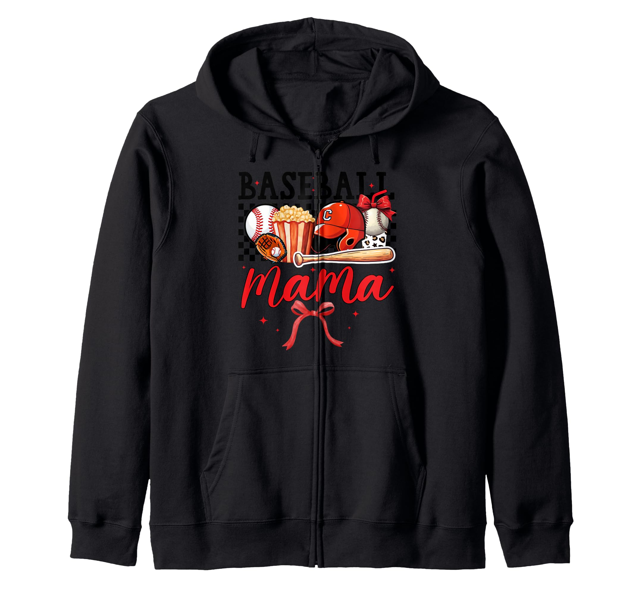 Mama Baseball Softball Popcorn Bat Helmet Hoodie - Graphic Print Unisex - T-Shirt, Sweatshirt, Hoodie
