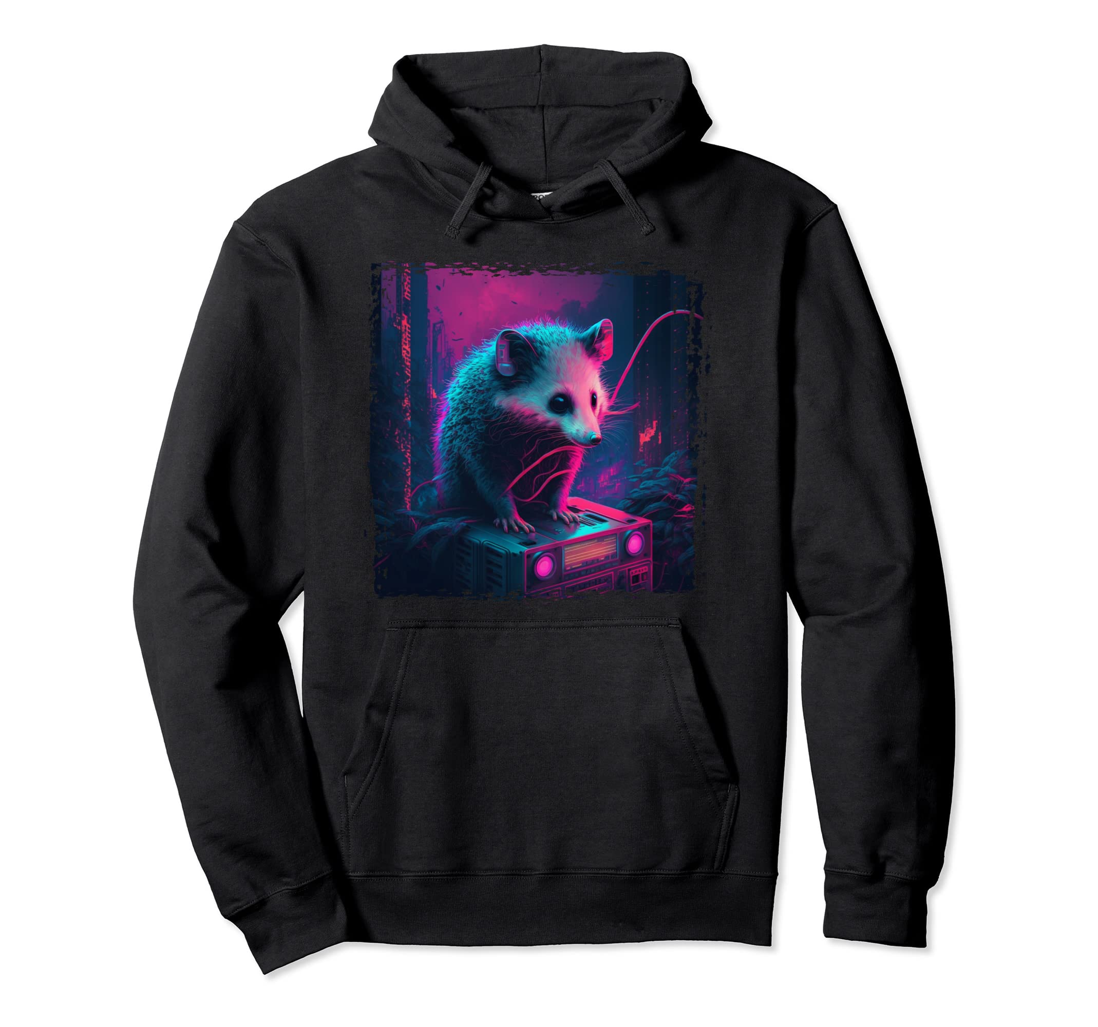 Japanese Aesthetic Synthwave Opossum Hoodie - Casual Everyday Wear Unisex - T-Shirt, Sweatshirt, Hoodie