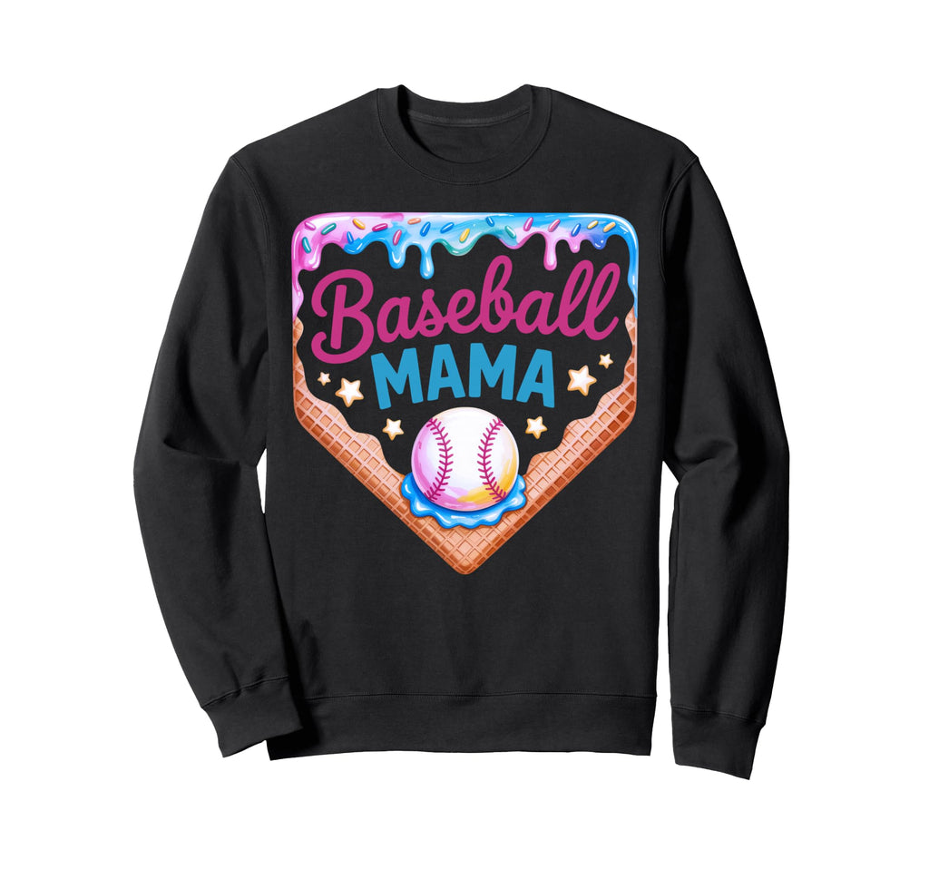 Baseball Mama Ice Cream Cone Sweatshirt - Casual Everyday Wear for Adults - T-Shirt, Sweatshirt, Hoodie