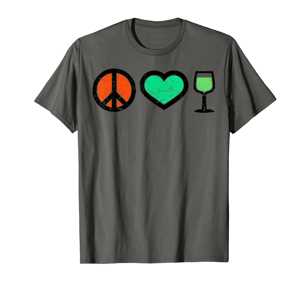 Peace Sign Love Heart And Wine Wine T-Shirt - Streetwear Style for Adults - T-Shirt, Sweatshirt, Hoodie