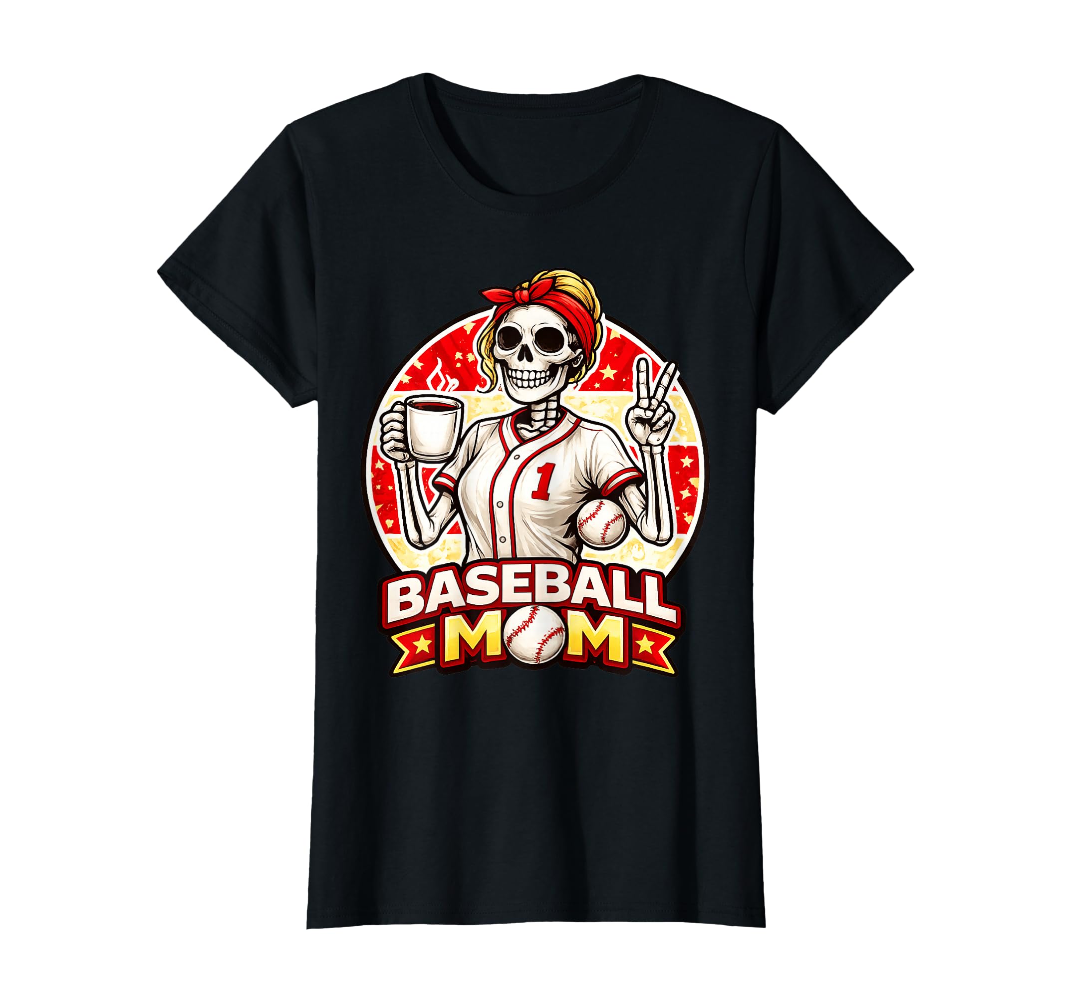 Baseball Mom Game Day Coffee Lover T-Shirt - Custom Art Print Men Women - T-Shirt, Sweatshirt, Hoodie