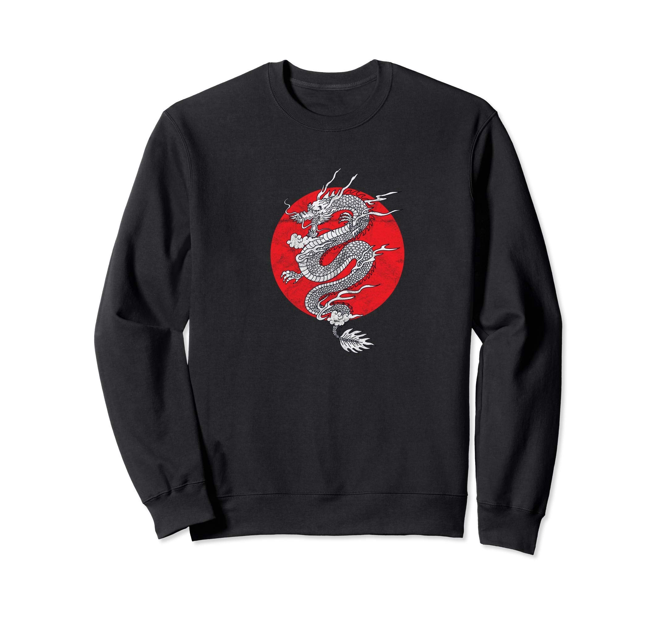 Japanese Dragon Grunge Asethetic Sweatshirt - Fun Novelty Design Men Women - T-Shirt, Sweatshirt, Hoodie