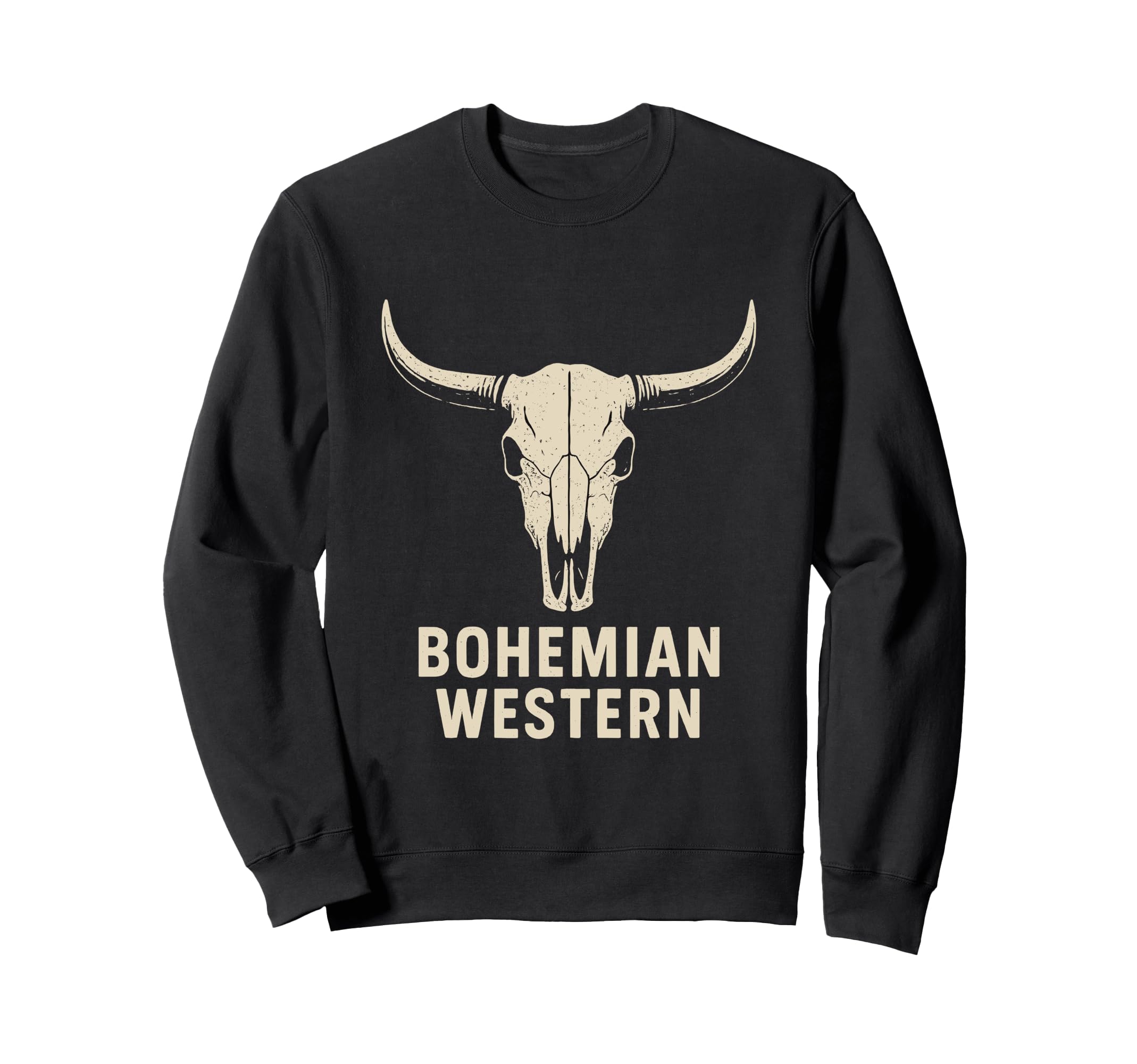 Bohemian Western Cow Skull Sweatshirt - Casual Everyday Wear Men Women - T-Shirt, Sweatshirt, Hoodie