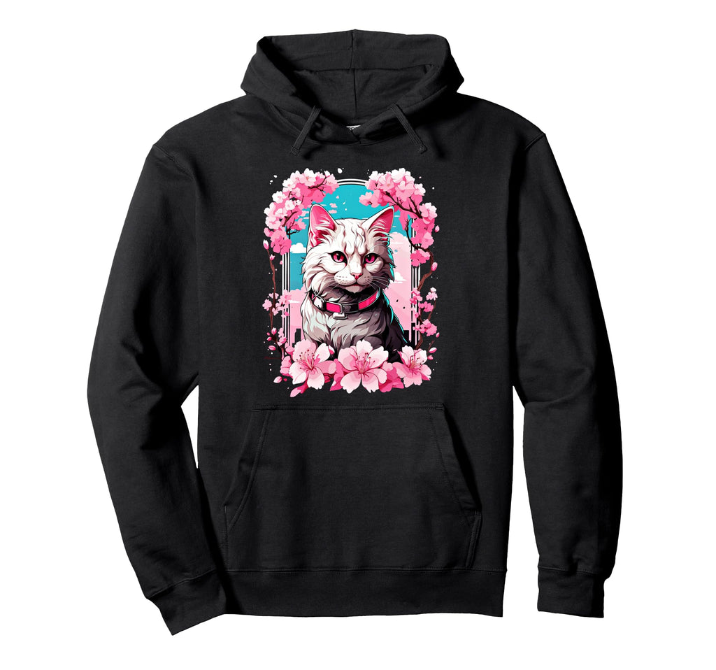 Anime Cat Japanese Vaporwave Hoodie - Casual Everyday Wear Unisex - T-Shirt, Sweatshirt, Hoodie