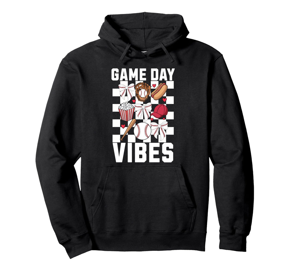 Game Day Vibes Coquette Bow Baseball Hoodie - Streetwear Style for Adults - T-Shirt, Sweatshirt, Hoodie