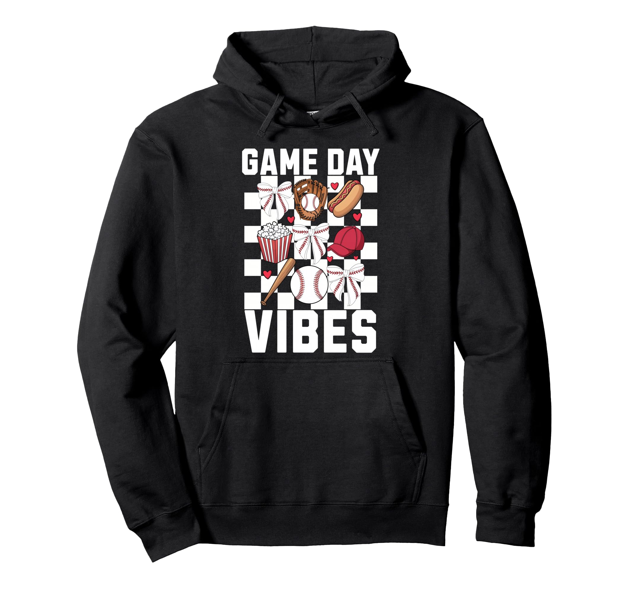 Game Day Vibes Coquette Bow Baseball Hoodie - Streetwear Style for Adults - T-Shirt, Sweatshirt, Hoodie