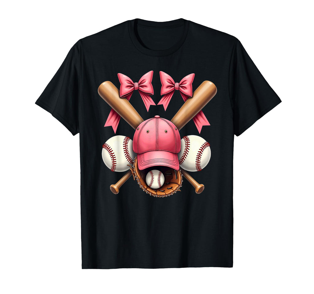 Baseball Mom Grandma Coquette Bow T-Shirt - Custom Art Print Men Women - T-Shirt, Sweatshirt, Hoodie