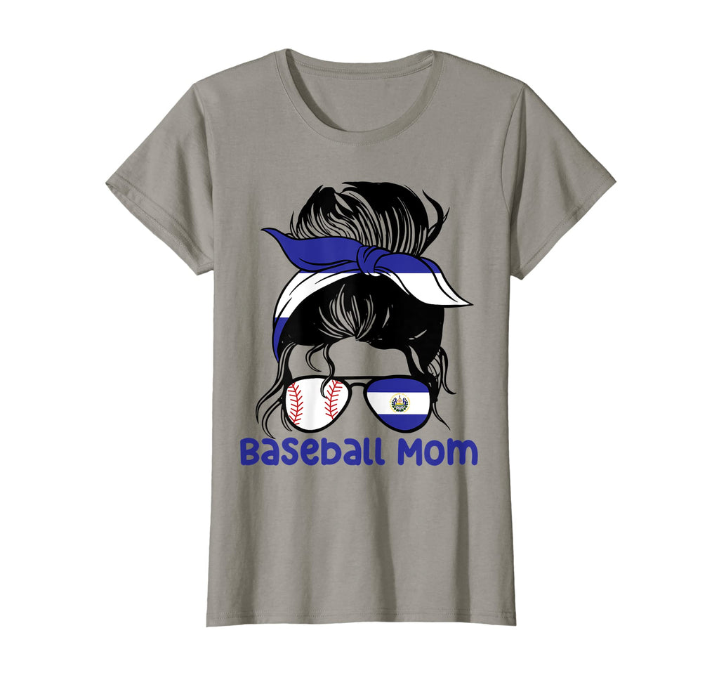Womens El Salvador Baseball Mom Messy Bun T-Shirt - Novelty Apparel Unisex - T-Shirt, Sweatshirt, Hoodie