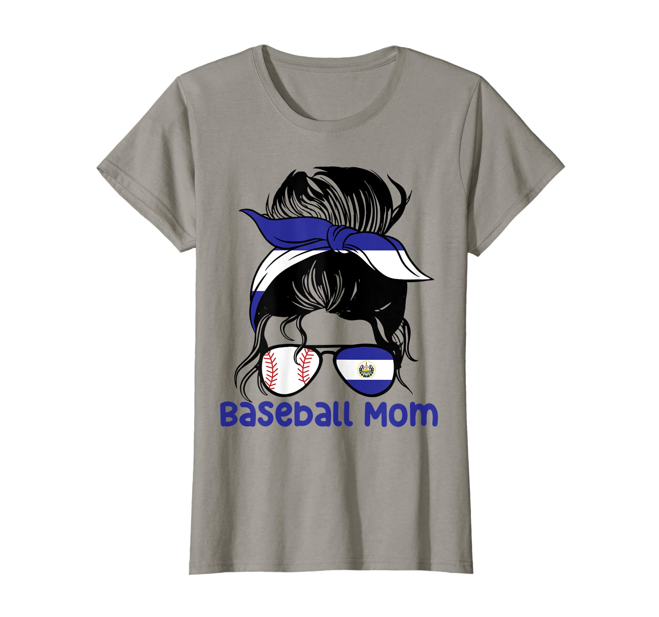 Womens El Salvador Baseball Mom Messy Bun T-Shirt - Novelty Apparel Unisex - T-Shirt, Sweatshirt, Hoodie