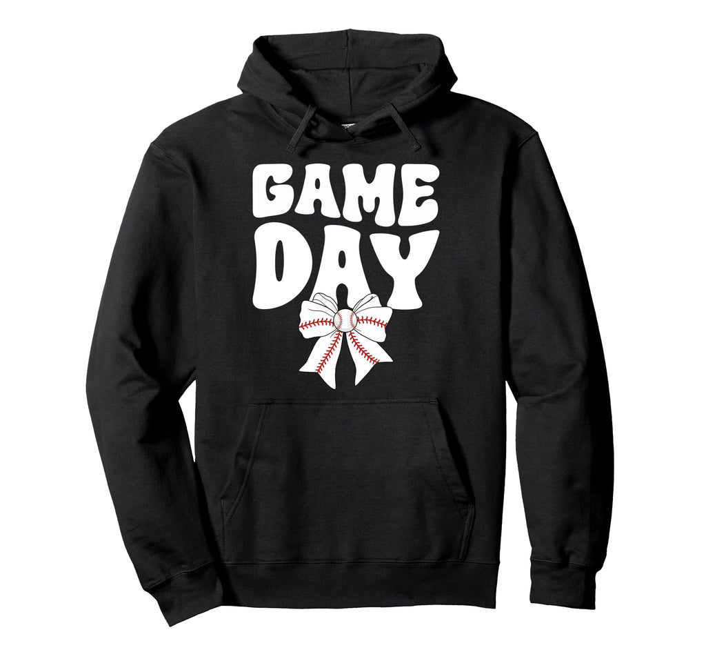 Groovy Baseball Game Day Bow Game Day Hoodie - Streetwear Style Men Women - T-Shirt, Sweatshirt, Hoodie