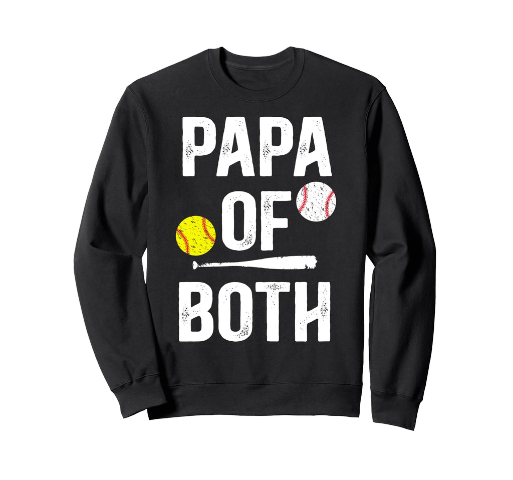 Papa Both Softball Baseball Papa Grandpa Sweatshirt - Graphic Print Unisex - T-Shirt, Sweatshirt, Hoodie