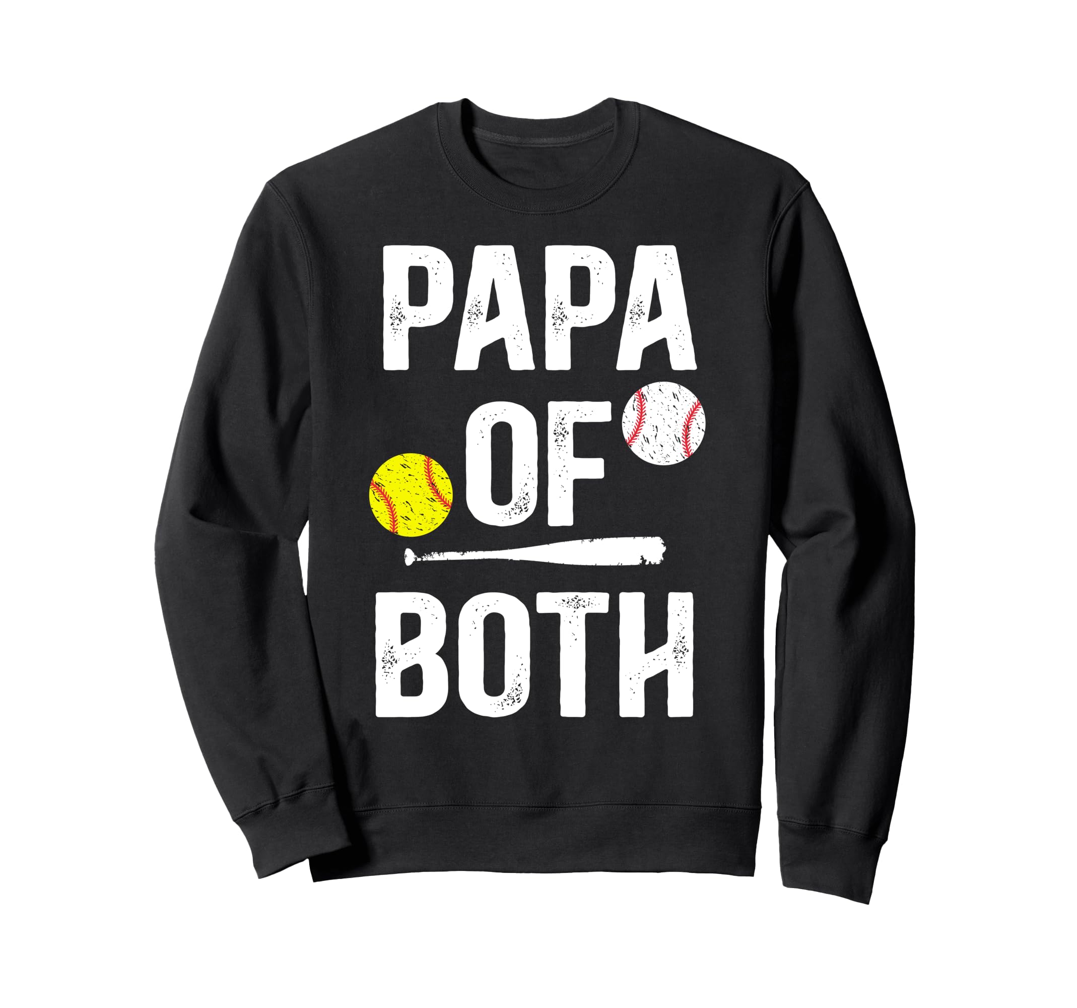 Papa Both Softball Baseball Papa Grandpa Sweatshirt - Graphic Print Unisex - T-Shirt, Sweatshirt, Hoodie