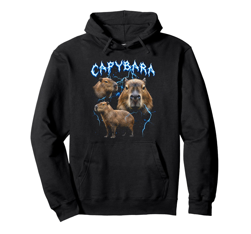 Capybara 90S Heavy Metal Capybara Hoodie - Streetwear Style Men Women - T-Shirt, Sweatshirt, Hoodie