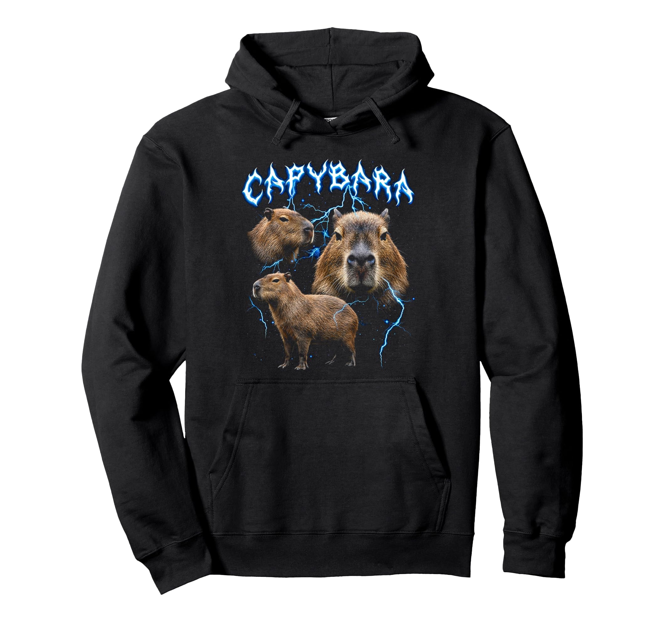 Capybara 90S Heavy Metal Capybara Hoodie - Streetwear Style Men Women - T-Shirt, Sweatshirt, Hoodie