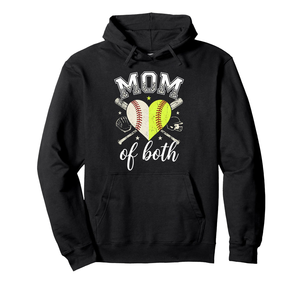 Funny Mom Both Game Day Baseball Softball Hoodie - Novelty Apparel Unisex - T-Shirt, Sweatshirt, Hoodie