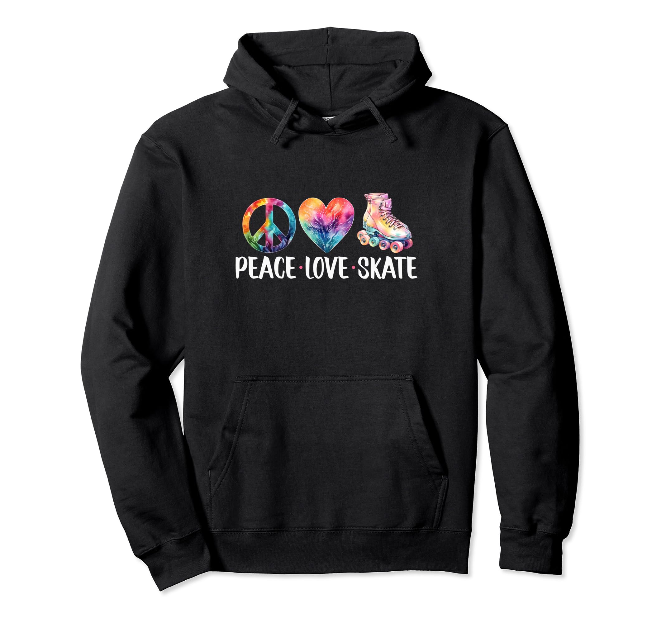 Peace Love Skate Roller Skates 70S 80S Hoodie - Unique Graphic Unisex - T-Shirt, Sweatshirt, Hoodie