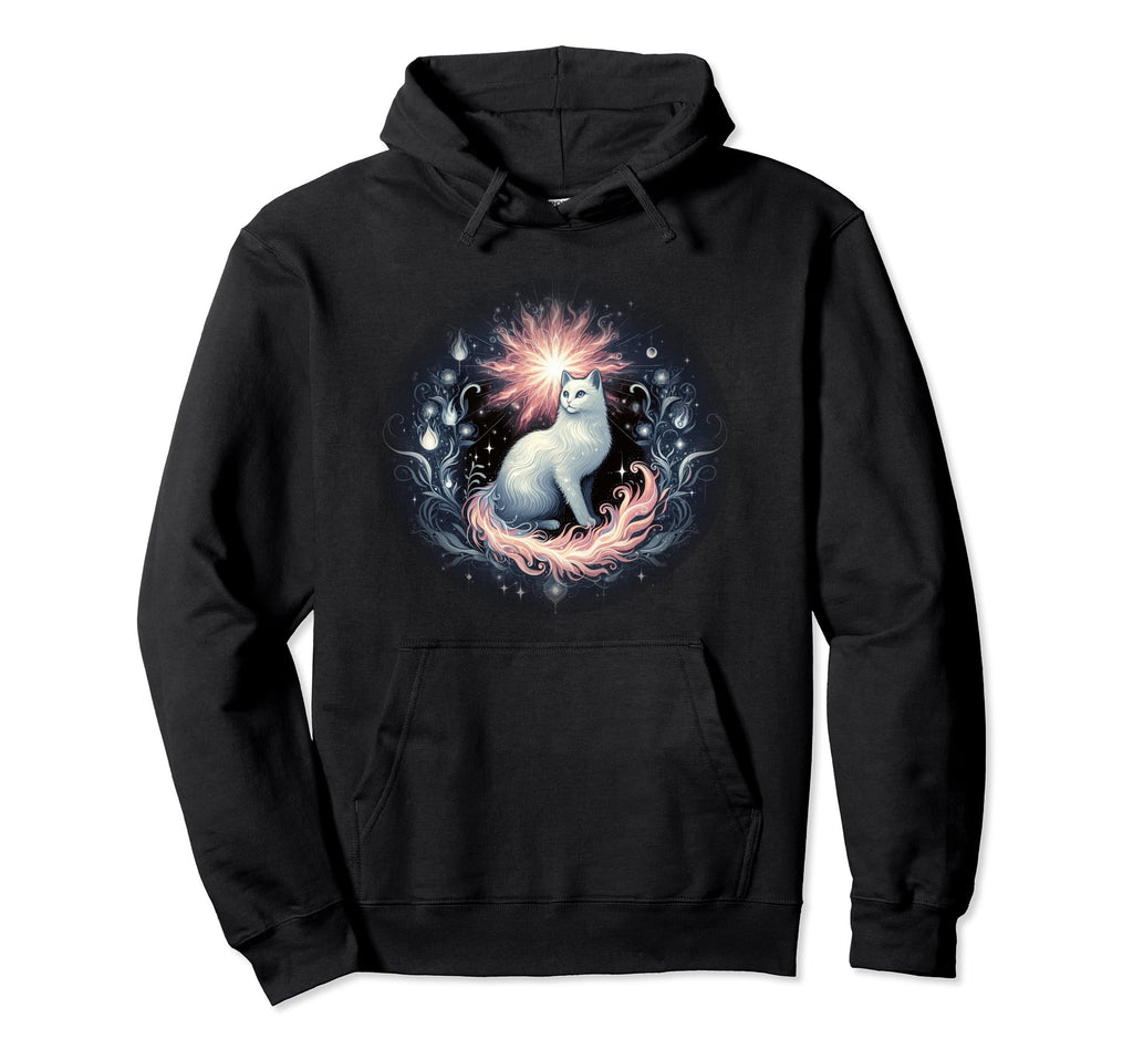 Boho White Kitty Spirit Angelic Cat Hoodie - Aesthetic Graphic for Adults - T-Shirt, Sweatshirt, Hoodie