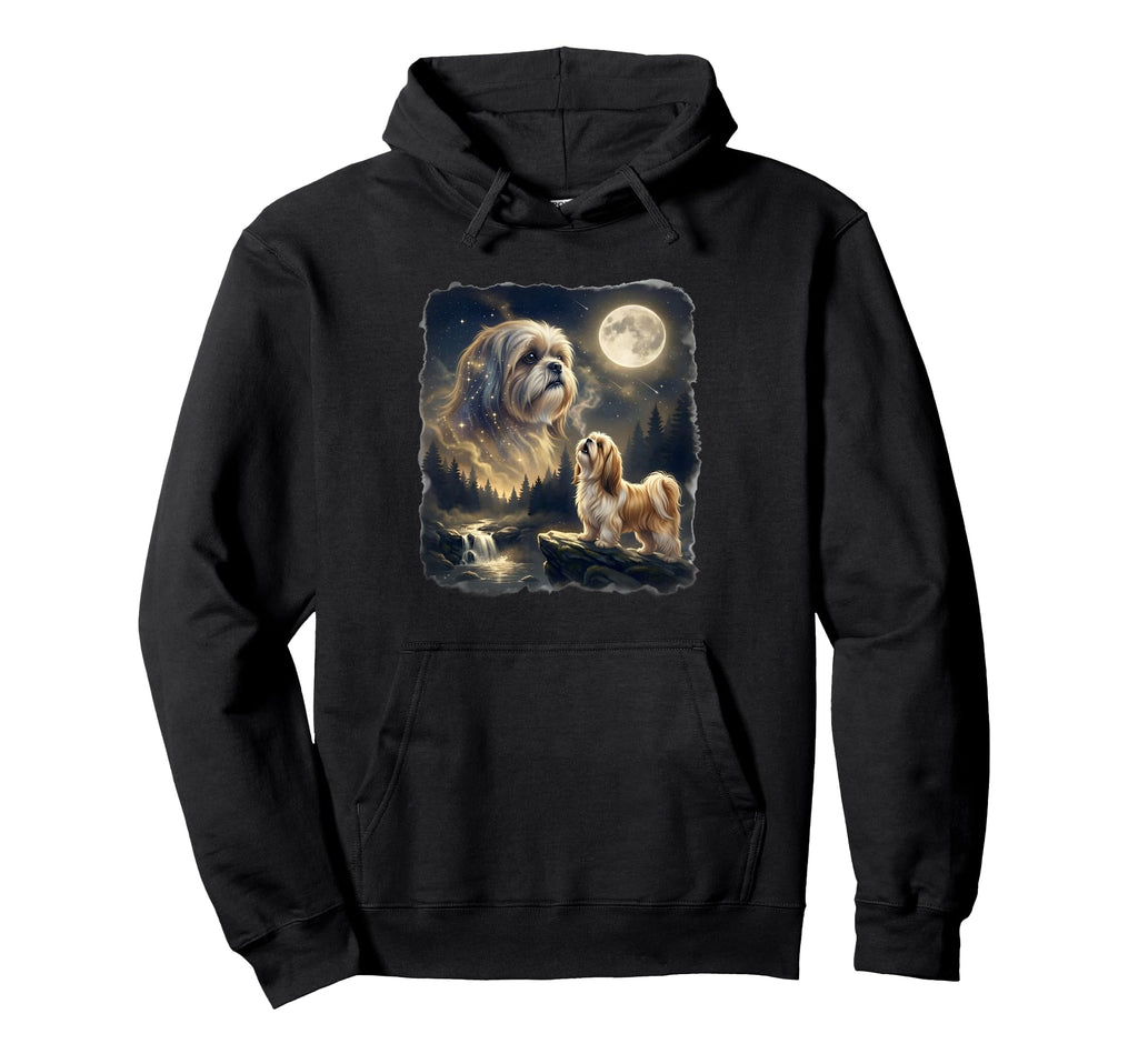 Shih Tzu Dog Howling To Moon 90S Hoodie - Casual Everyday Wear Unisex - T-Shirt, Sweatshirt, Hoodie