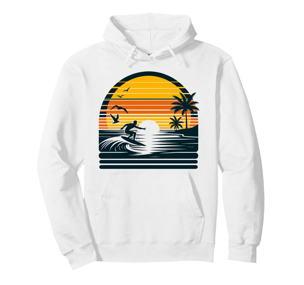 Surfer Surfing Surf Beach Hawaiian Sunset Hoodie - Aesthetic Graphic Unisex - T-Shirt, Sweatshirt, Hoodie