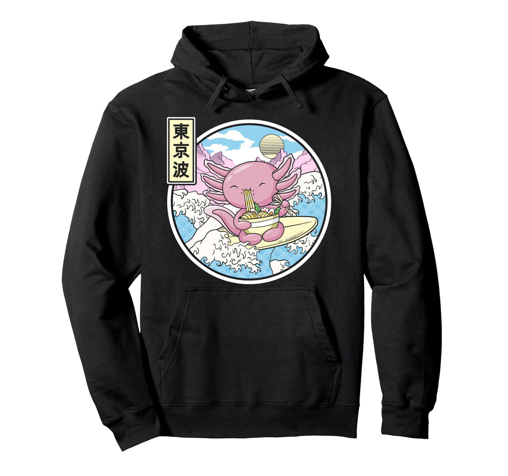 Axolotl Eating Ramen Japan Wave Anime Hoodie - Streetwear Style Unisex - T-Shirt, Sweatshirt, Hoodie