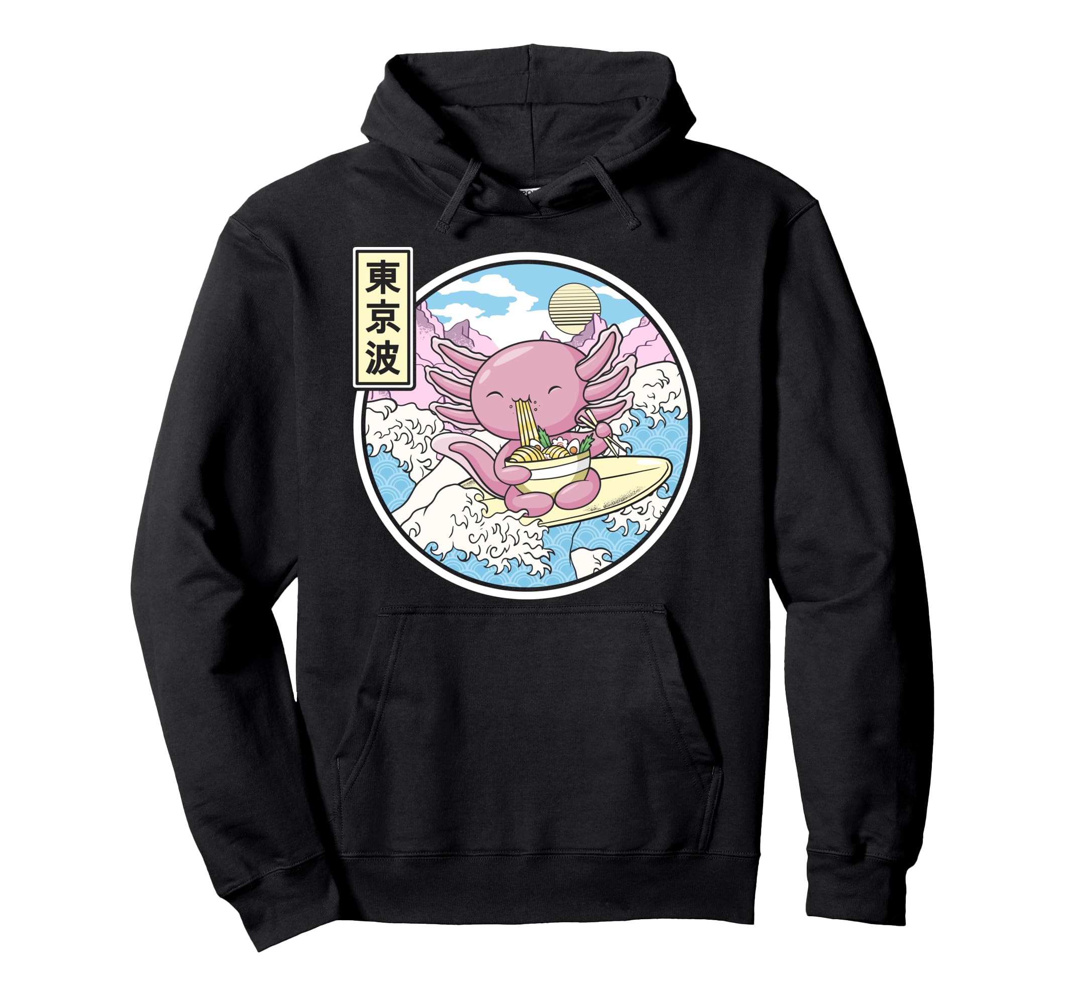 Axolotl Eating Ramen Japan Wave Anime Hoodie - Streetwear Style Unisex - T-Shirt, Sweatshirt, Hoodie