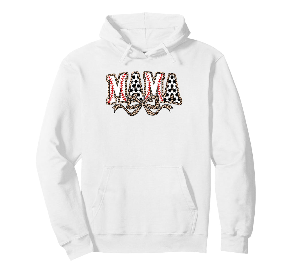 Leopard Baseball Soccer Mama Bow Soccer Hoodie - Fun Novelty Design Unisex - T-Shirt, Sweatshirt, Hoodie