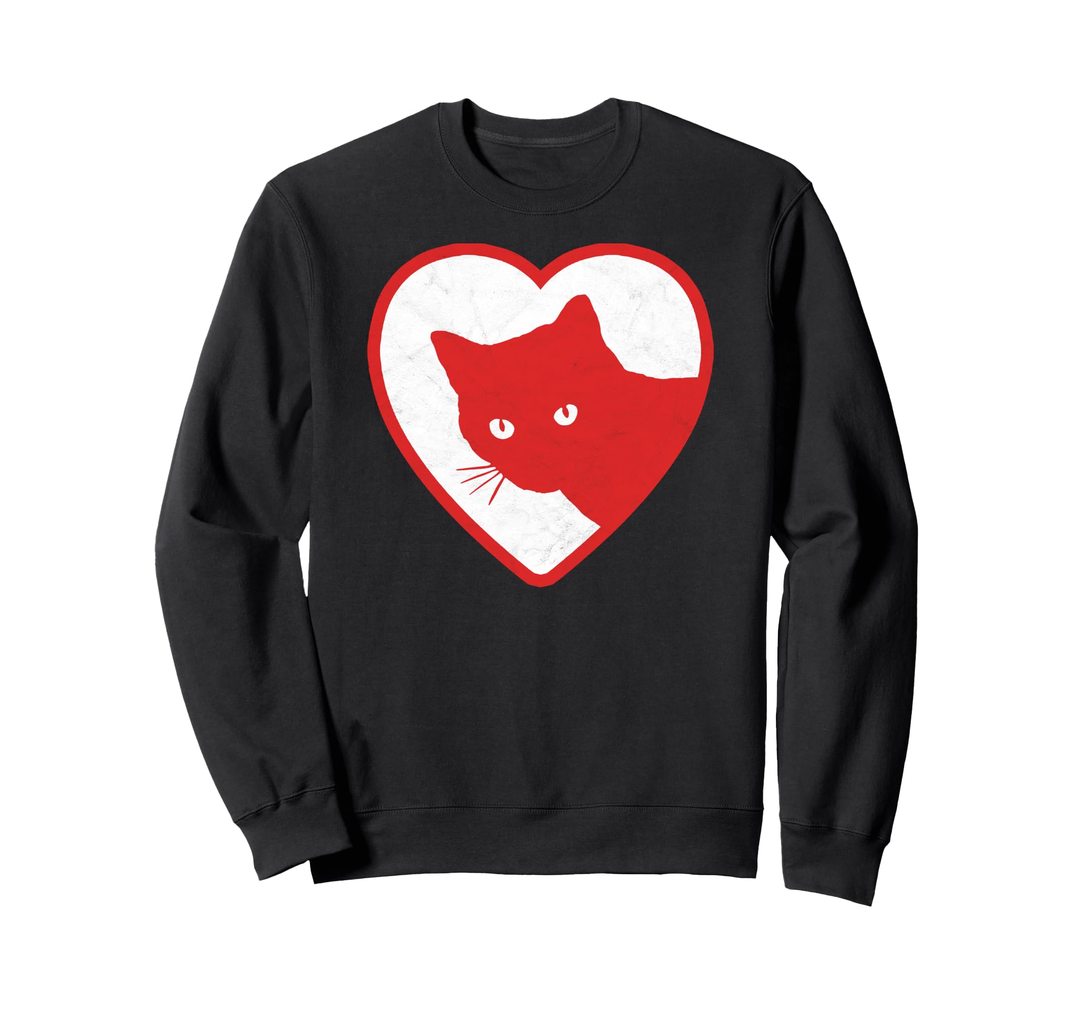 Funny Red Cat Valentines Heart Sweatshirt - Custom Art Print for Adults - T-Shirt, Sweatshirt, Hoodie