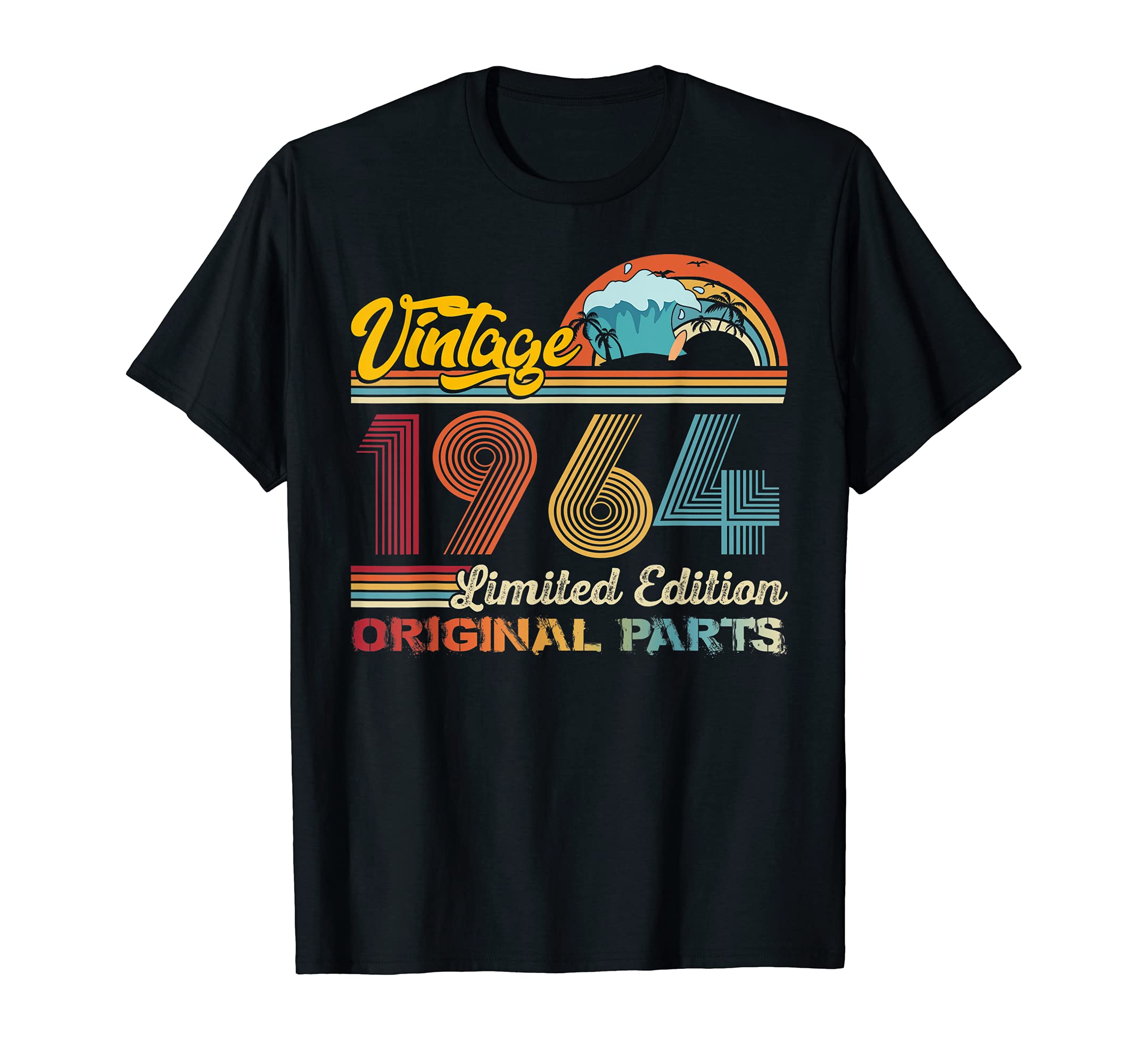 1964 Birthday Celebration Beach Sunset T-Shirt - Minimalist Print Men Women - T-Shirt, Sweatshirt, Hoodie