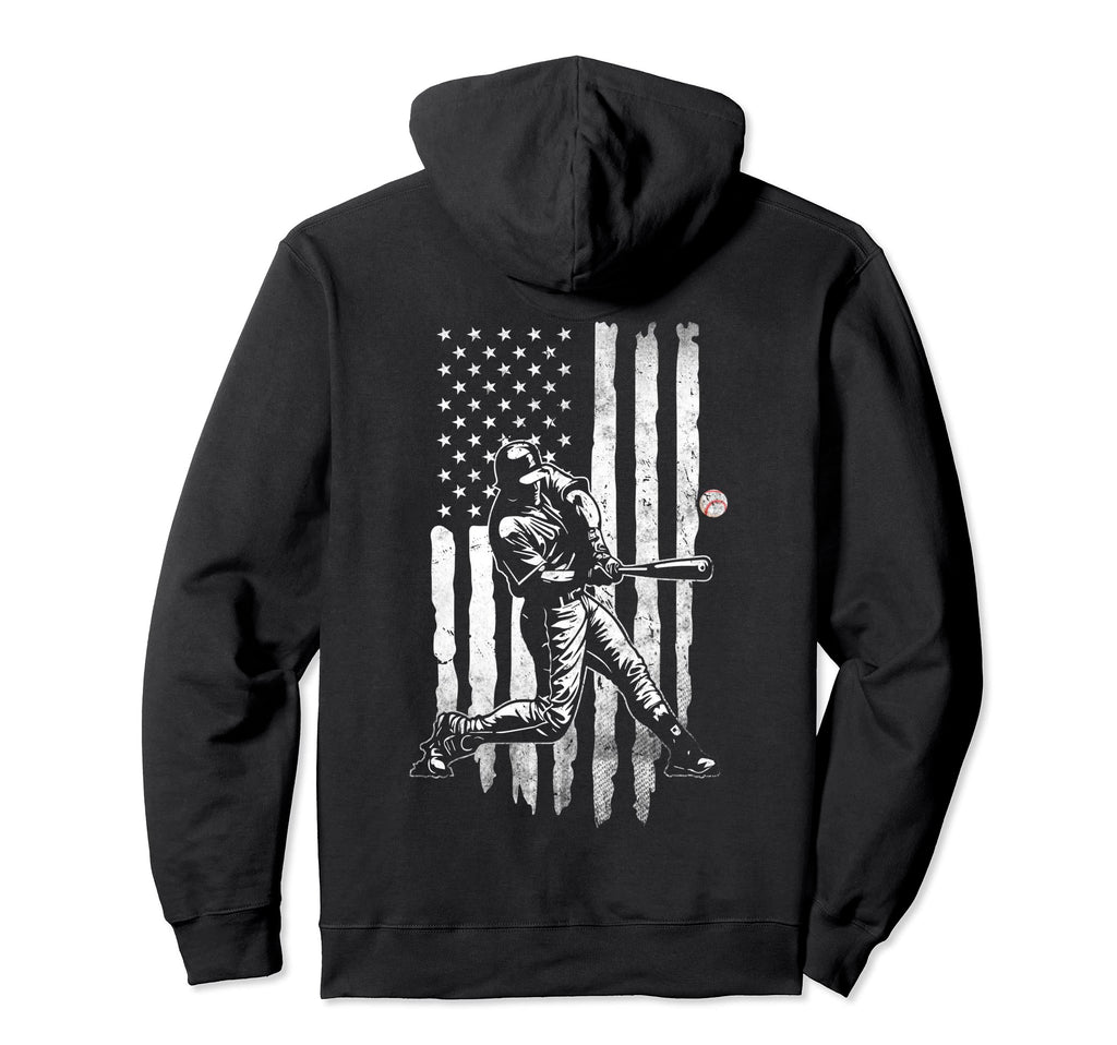 Baseball Usa Flag Distressed American Flag Hoodie - Graphic Print Unisex - T-Shirt, Sweatshirt, Hoodie