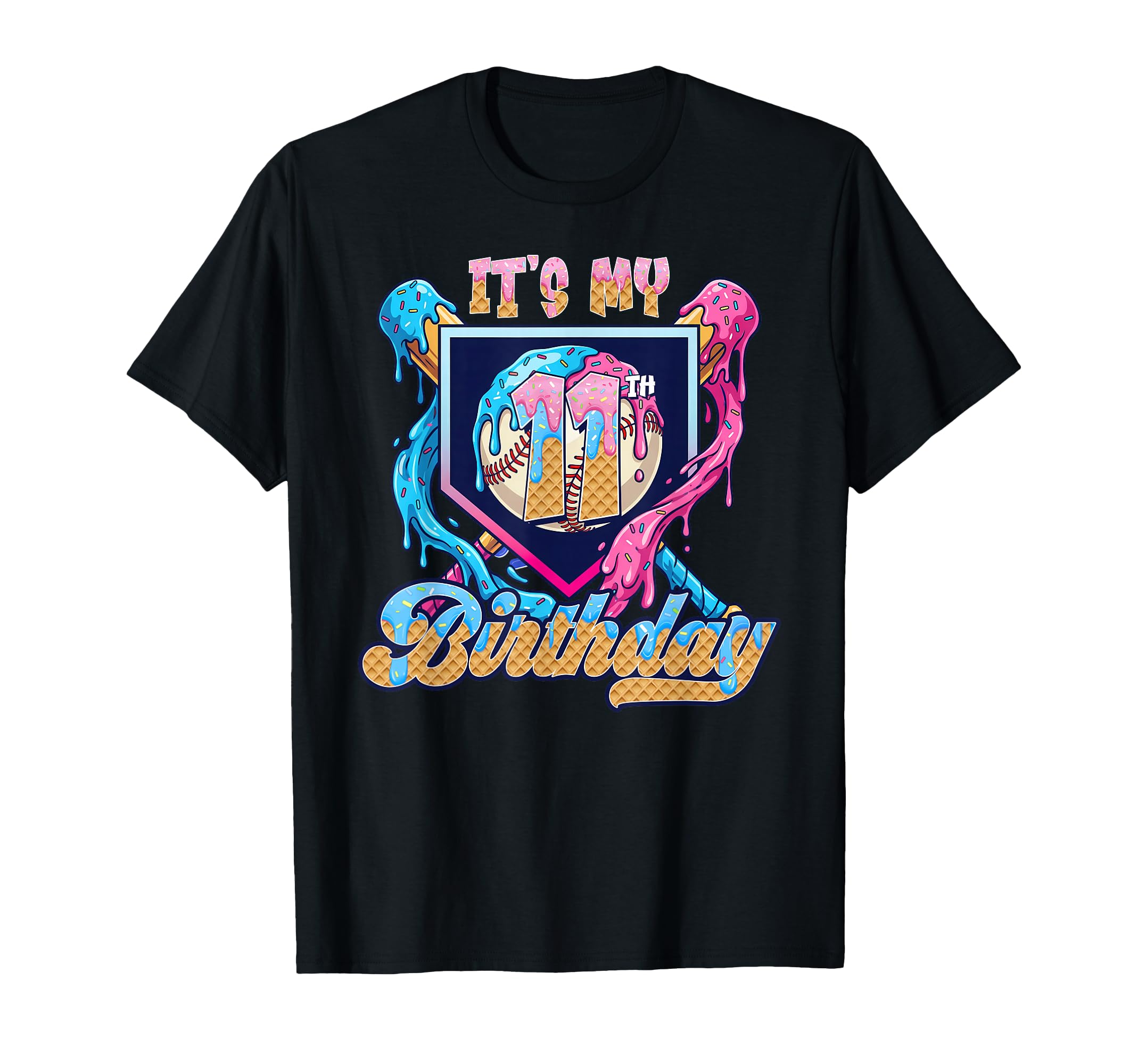11Th Baseball Drip Birthday Party T-Shirt - Custom Art Print for Adults - T-Shirt, Sweatshirt, Hoodie